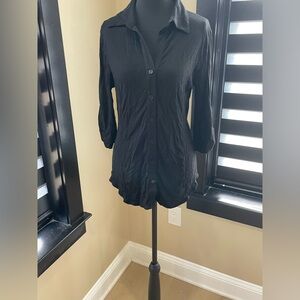Black Button-Front Tunic Top | Zenana Outfitters | Size M | Pre-Loved